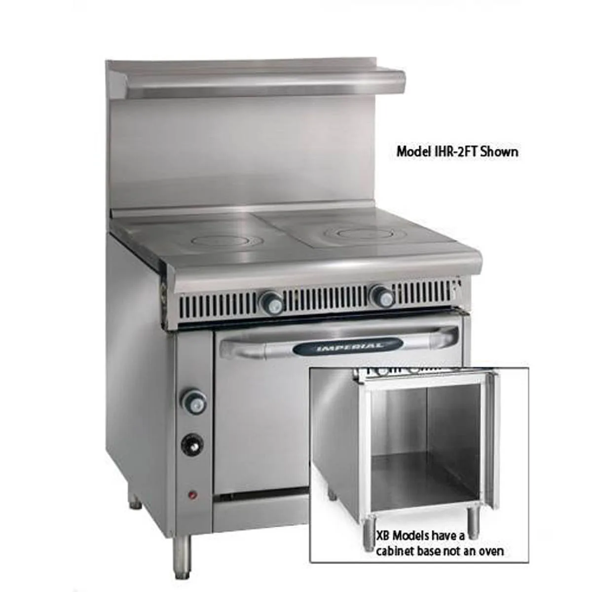 Imperial IHR-2FT-XB 36" Gas Heavy Duty Range w/ (2) French Tops, (1) Open Cabinet Base, 70.000 BTU