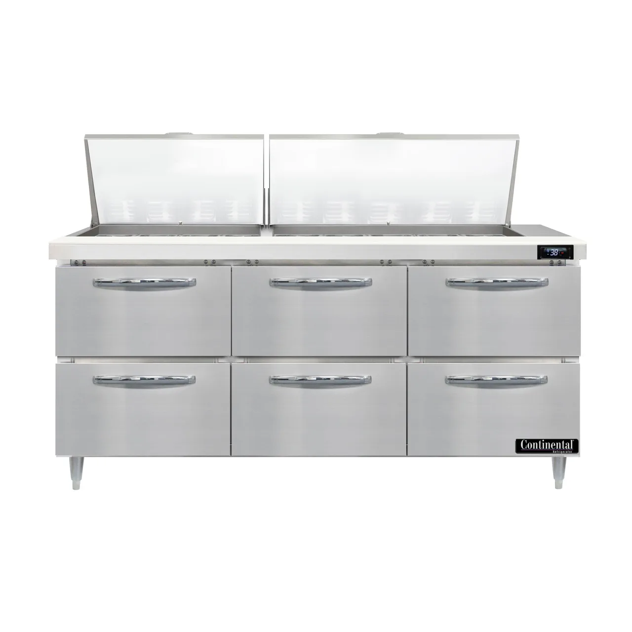Continental Refrigerator D72N27M-D 72" Mega Top Sandwich Prep Table w/ 6 Drawers, 27 pans