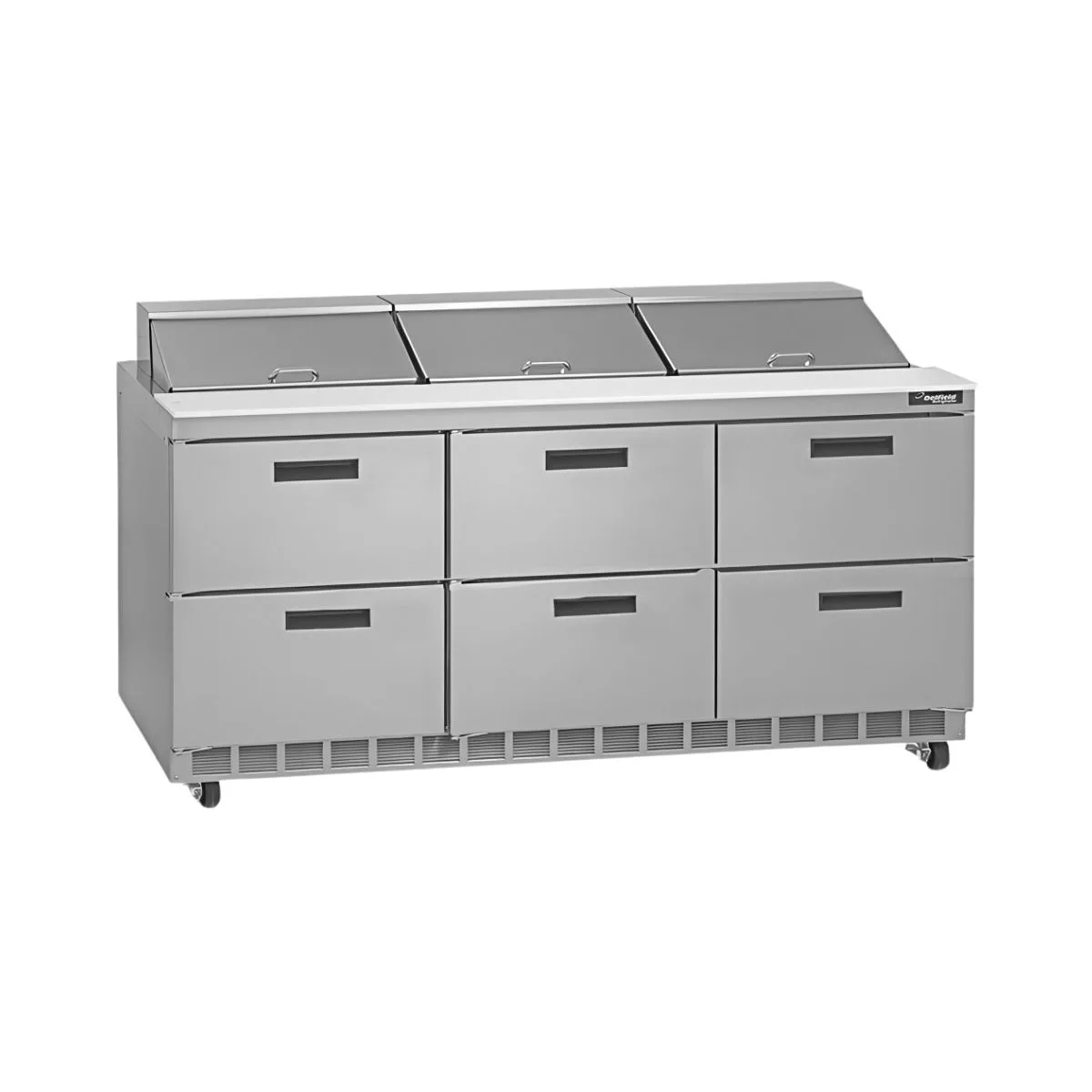 Delfield D4472NP-18 72" 3-Section Sandwich/Salad Prep Table, 6-Drawers, 18 Pans, Stainless Steel