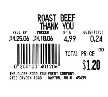 Globe E11 Standard Labels, 2.36"W x 1.73"H, for GSP30A & GSP30B Scales, Sold per Dozen