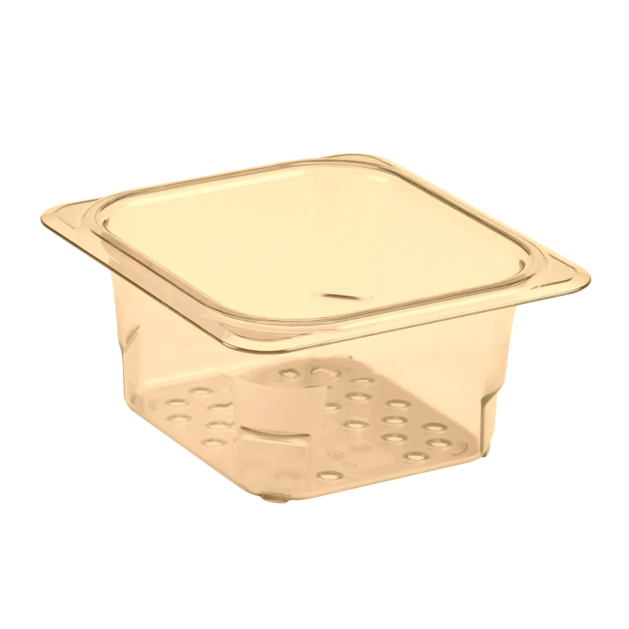 Cambro 63CLRHP150 H‑Pan Colander, 3" Deep, 1/6‑Size Pan Fit, Amber Plastic, NSF, -40°F to 300°F