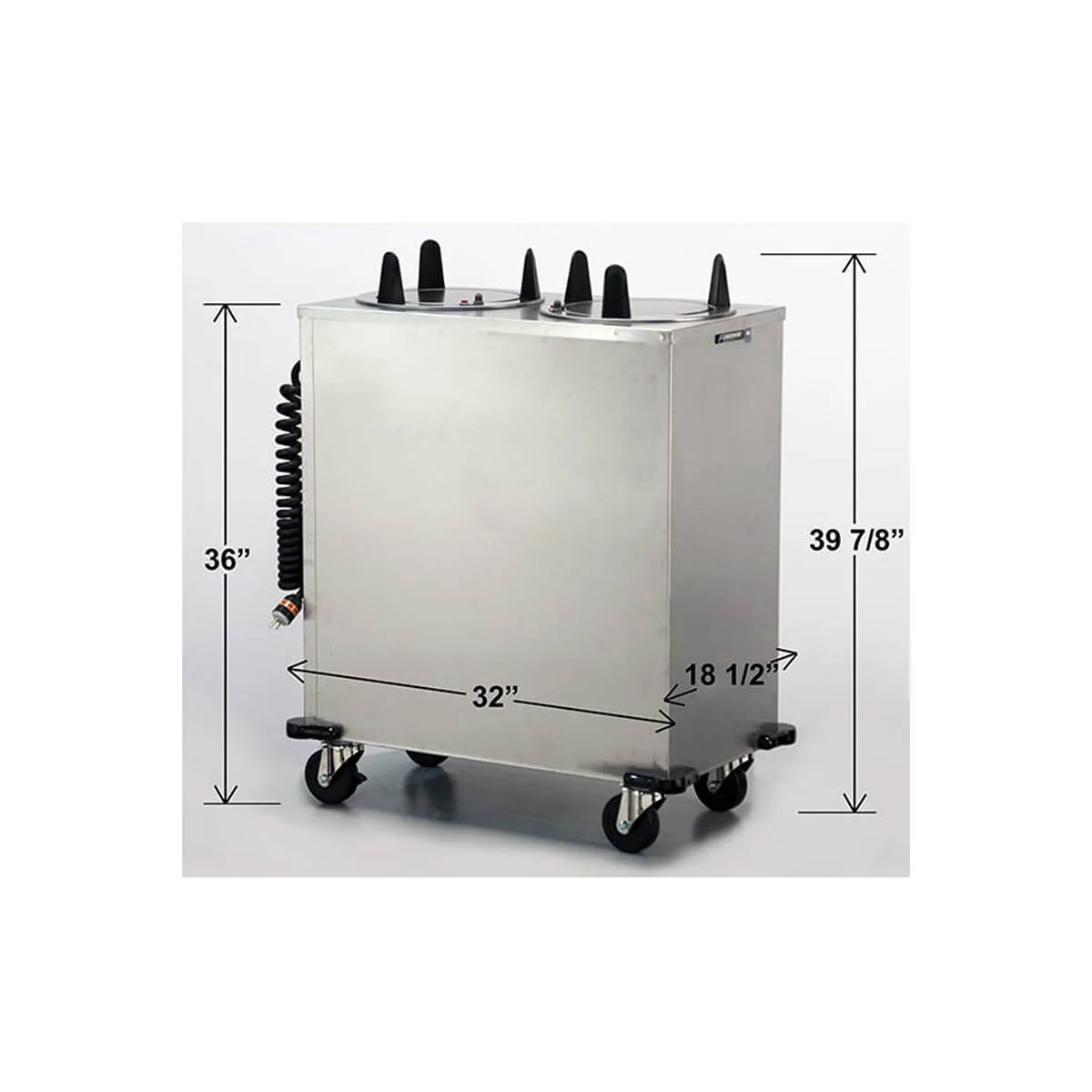 Lakeside 6209 Mobile Enclosed Two Stack Heated Dish Dispenser for 8 1/4" to 9 1/8" Dishes