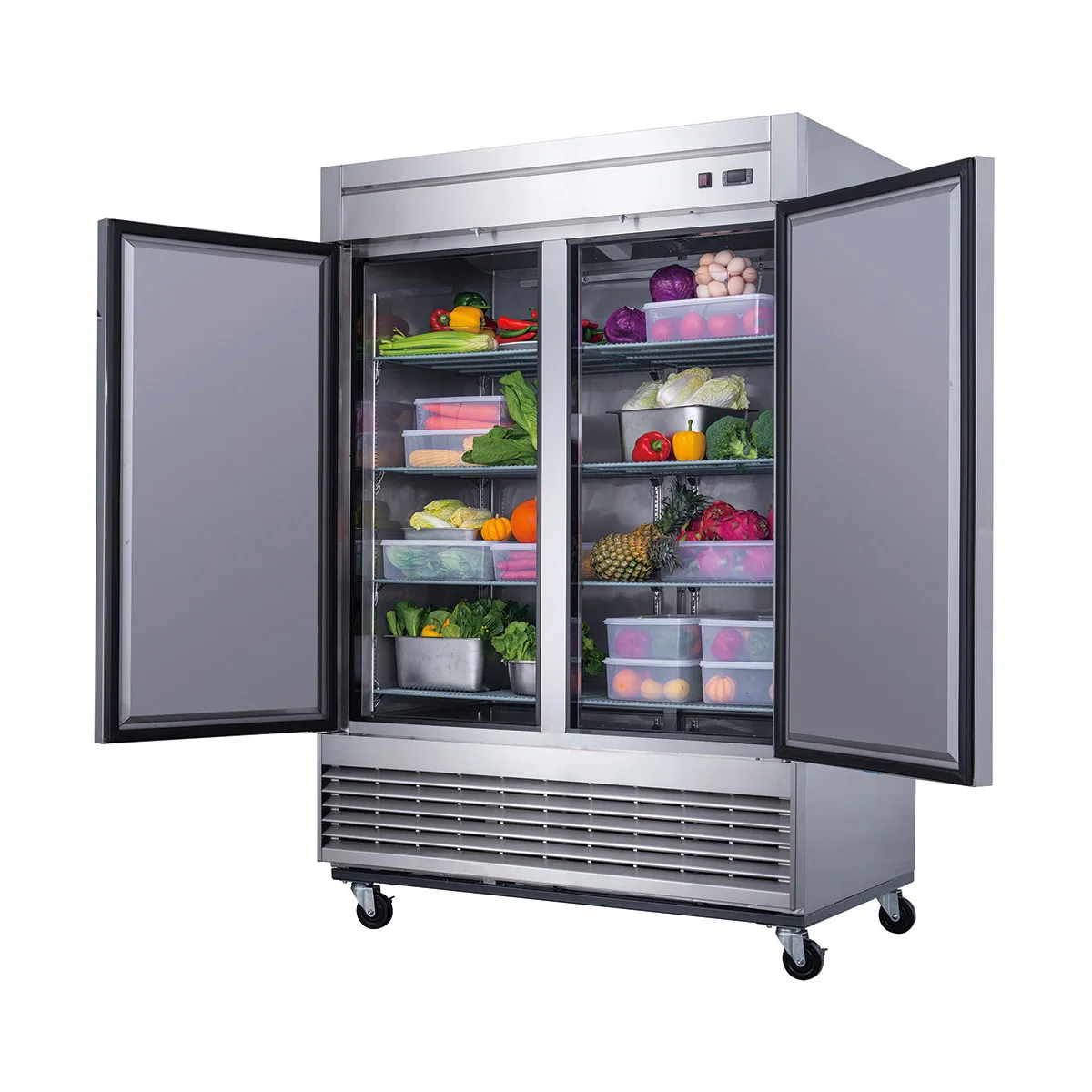 Dukers Appliance Co D55R 55" 2-Solid Door Reach-In Refrigerator, Bottom Mount, 40.74 cu. ft.