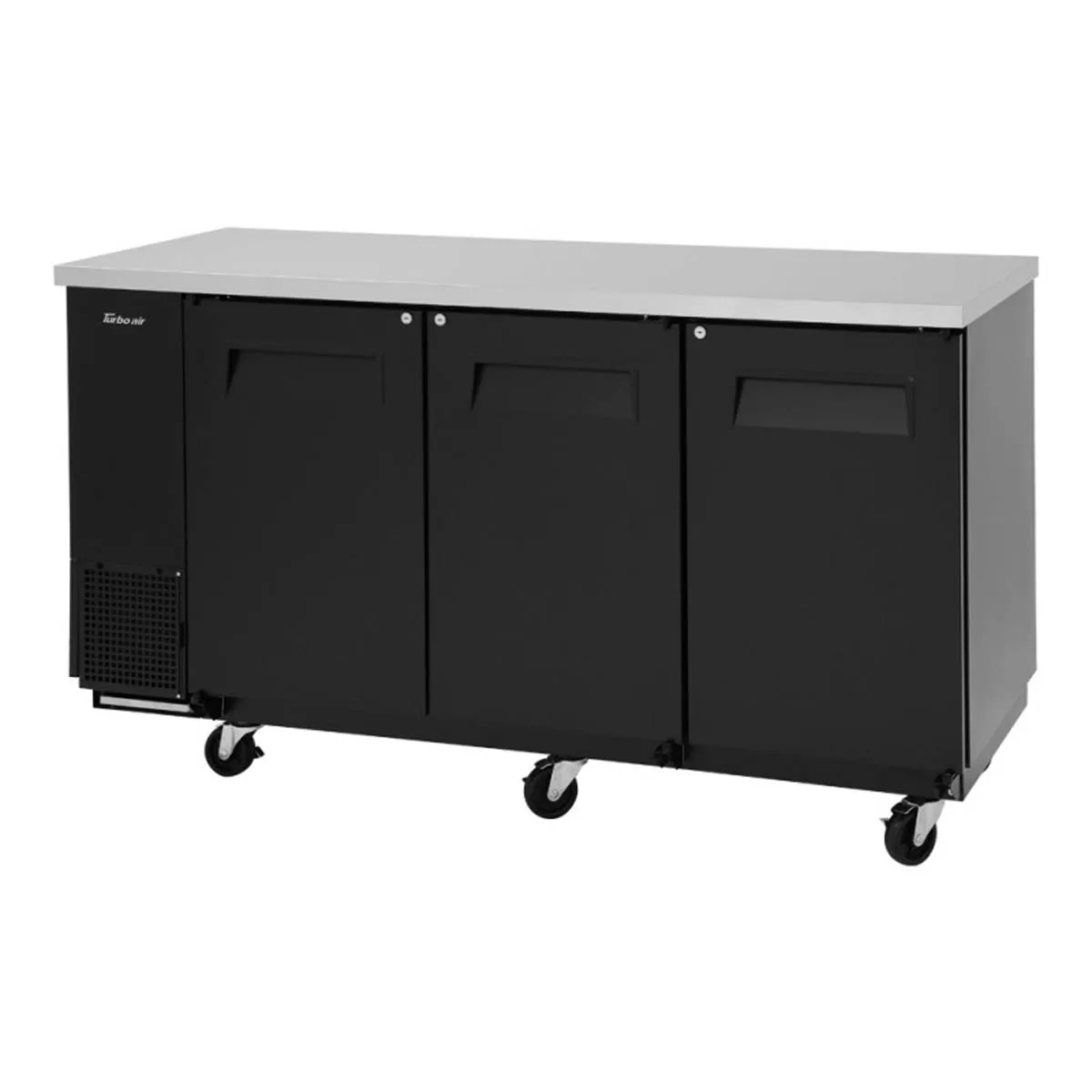 Turbo Air TBB-24-72SBD-N6 73" Three Section Back Bar Cooler with Solid Door, 20.62 cu. ft.