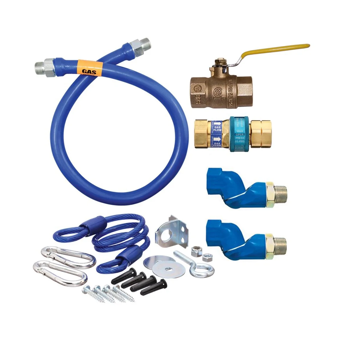 Dormont 16100KIT2S36 Deluxe SnapFast 36" Gas Connector Kit w/ Two Swivels, Restraining Cable, 1" Dia.