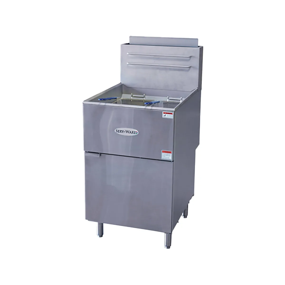 Serv-Ware SS-SGF-70N Floor Model Natural Gas Full Pot Fryer, 75 lbs, 150.000 BTU