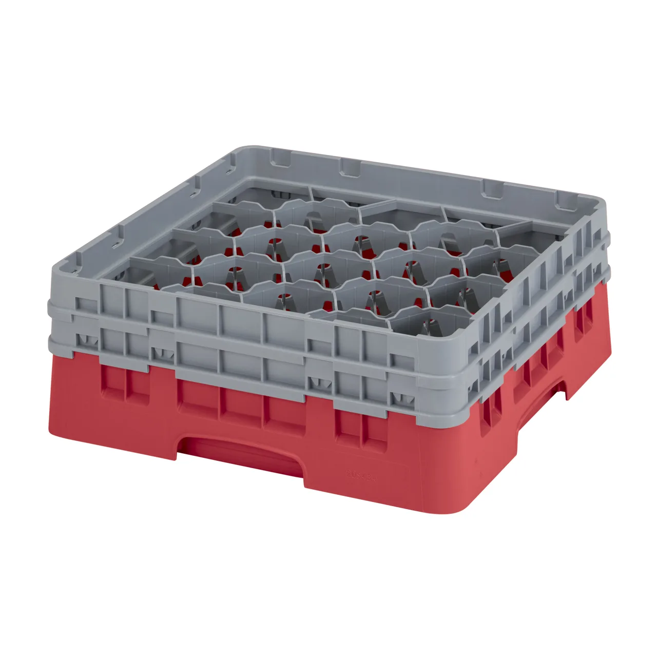 Cambro 20S434163 Camrack Glass Rack, Red, Full Size, 19-3/4 x 19-3/4, 20 Compartments, 3-7/8 Max Dia, 5-1/4 Max Height