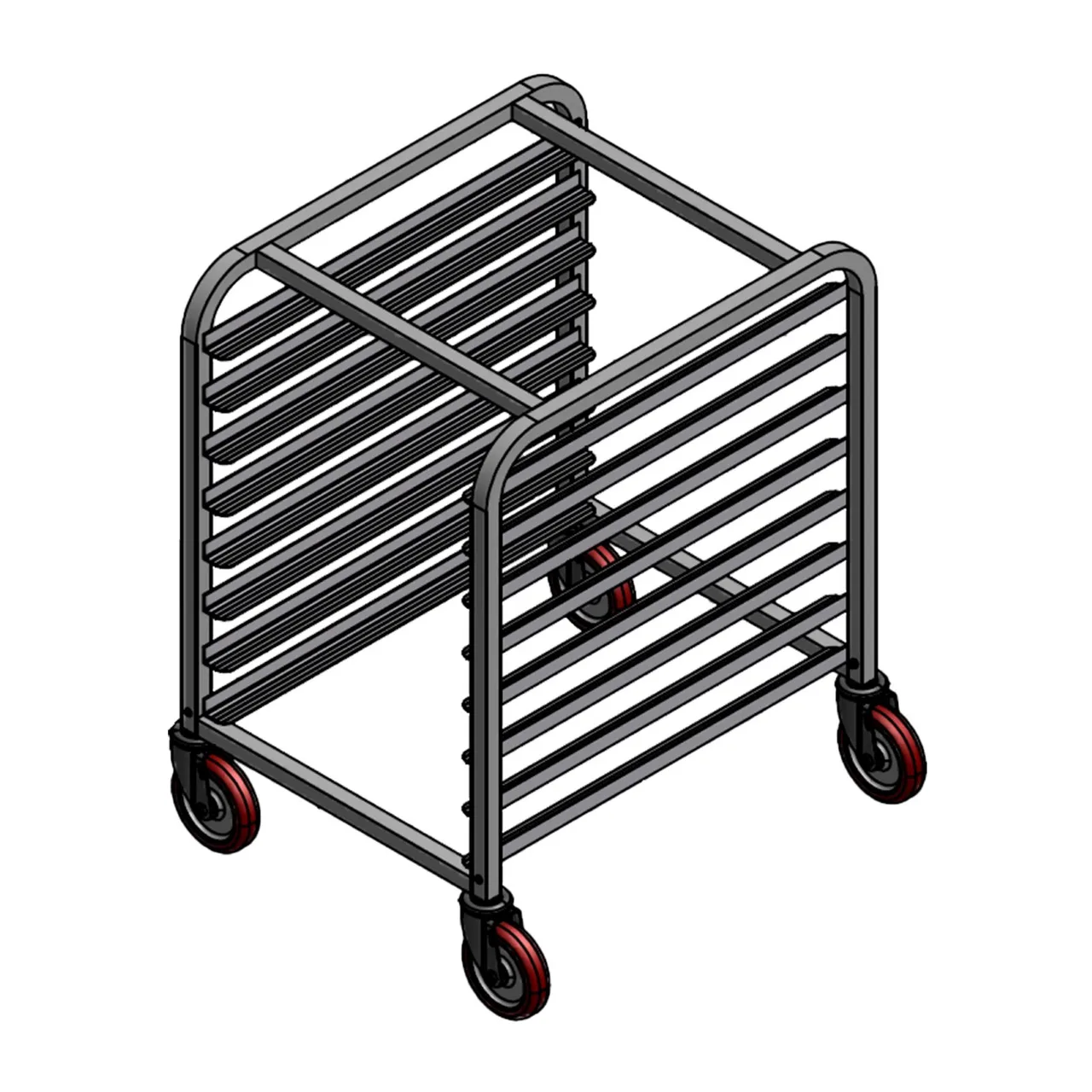 Winholt AL-1808-H-32H Aluminum 8-Pan Mobile Half Height Pan Rack w/ 5" Casters