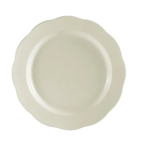 CACChina SC-16 Seville Plate, 10-3/4" Dia × 1-1/4" H, Scallop Edge, American White Ceramic, 1 Dozen