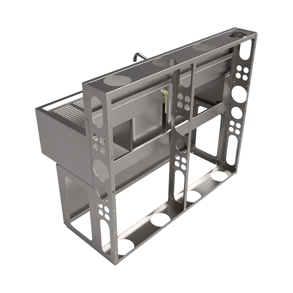 BK Resources UBDW-18-248TS Underbar Sink Units, 2 Compartment with 2 Drainboards