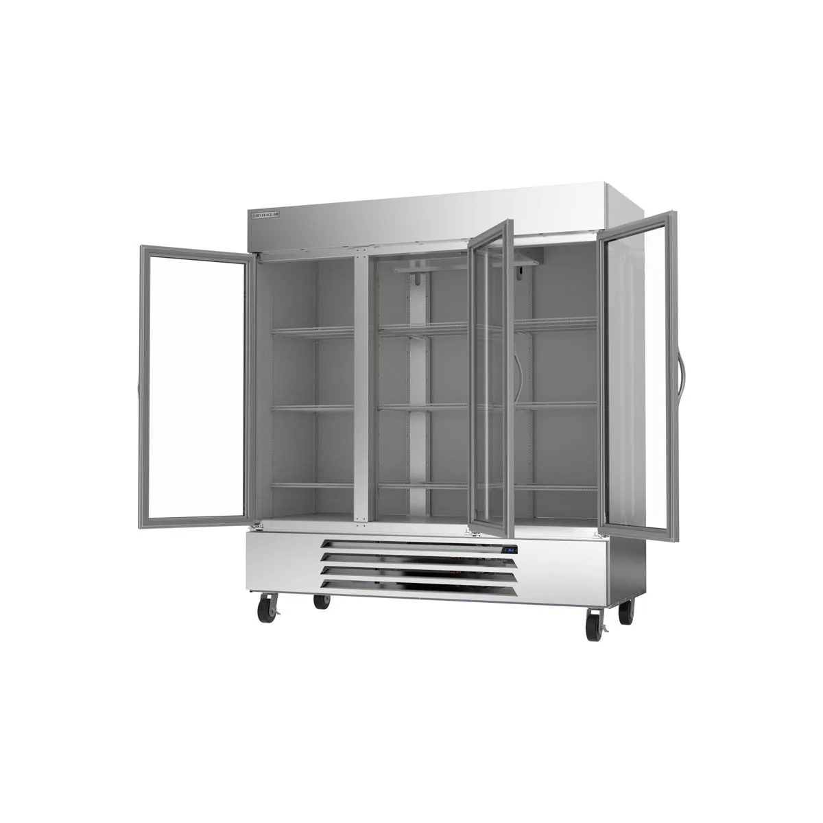 Beverage Air HBR72HC-1-G 75" 3-Section Reach-In Refrigerator w/ 3 Glass Full Doors, Bottom Mount, 1/2 hp, 69 cu. ft.