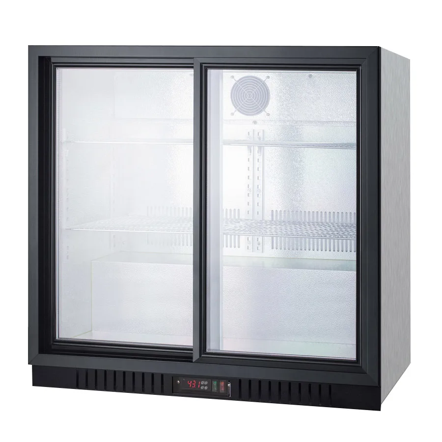 Summit SCR700BCSS Beverage Merchandiser, 7.4 cu ft, Stainless Steel, Two Sliding Glass Doors, 115V