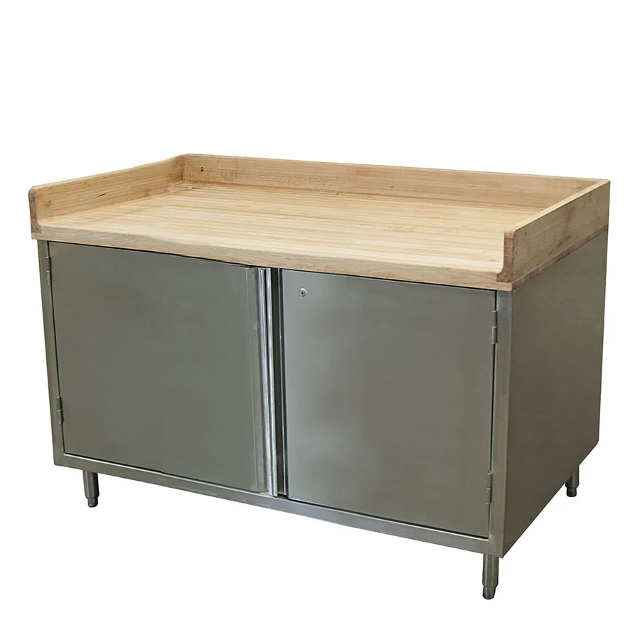 BK Resources CMBT-3660HL Chef Table, Cabinet Base with Hinged Doors & Lock