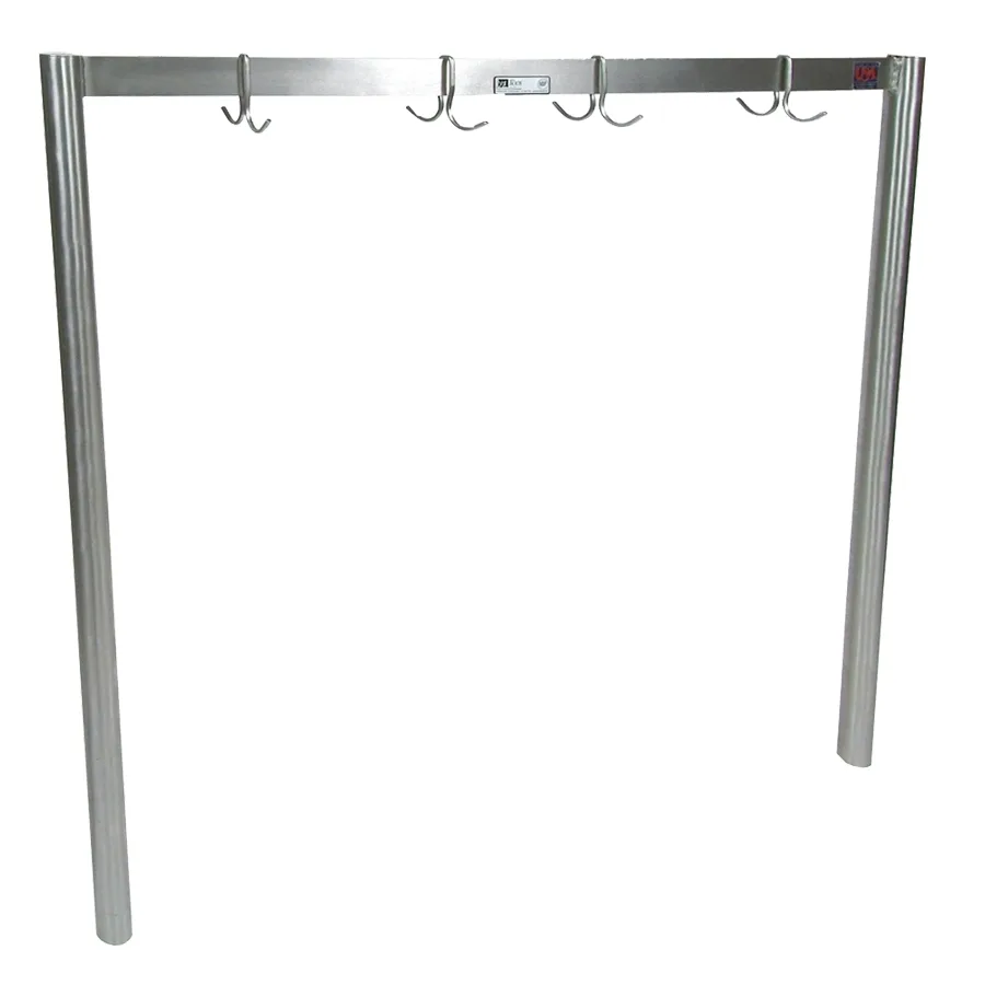 John Boos PRS2 55" Stainless Steel Single Bar Table Mounted Pot Rack with 5 Double Hooks