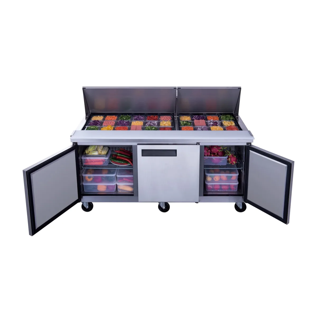 Dukers DSP72-30M-S3 72 1/2" Sandwich/Salad Prep Table w/ Refrigerated Base, 115v