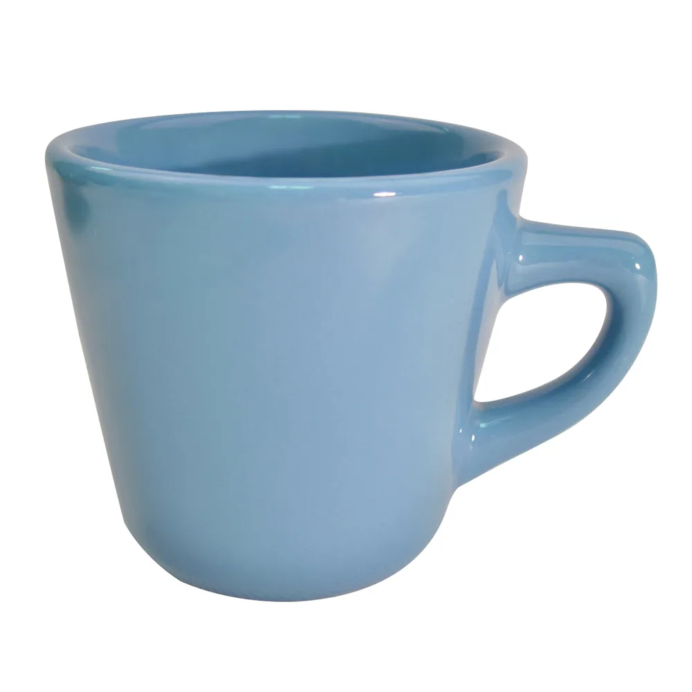 CAC China LV-1-LBU Las Vegas Coffee Cup 7.5 oz 3¼" Dia x 3" H Light Blue Stoneware Safe - 1 Dozen