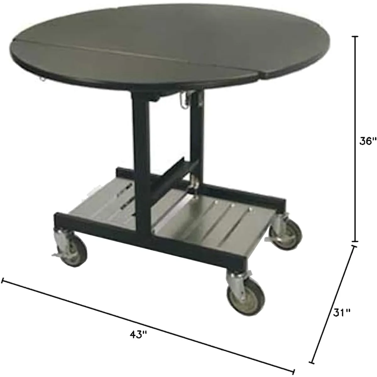 Lakeside 74405S Room Service Table, Oval, Tri-Fold, 43"W x 36"D x 31"H,  5" Casters (2 w/ Brakes)