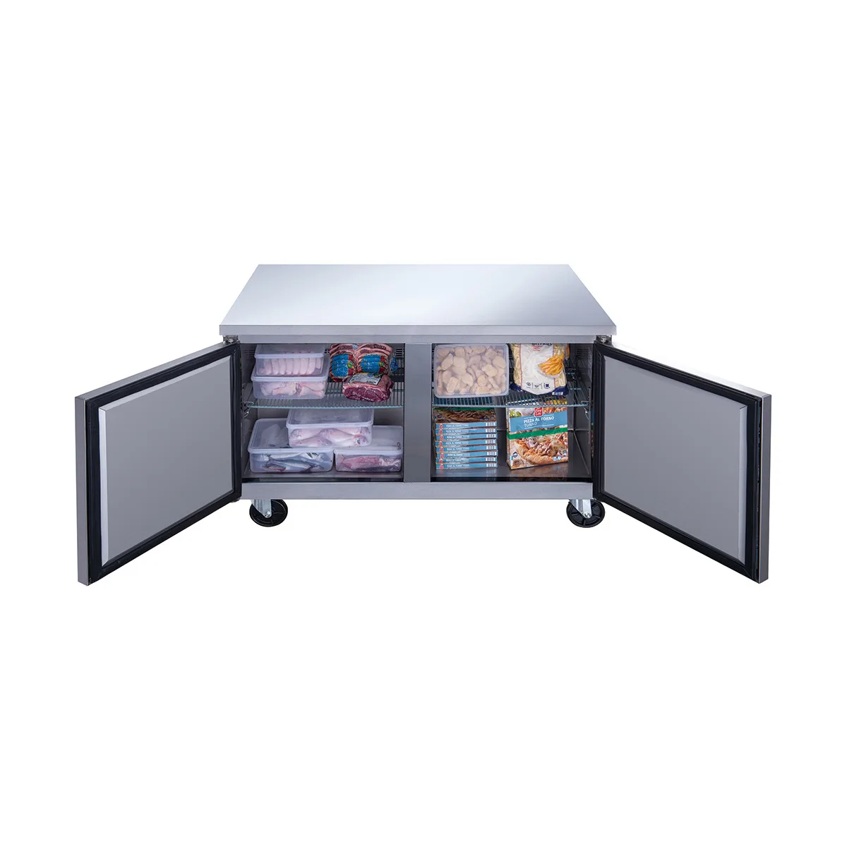 Dukers Appliance Co DUC48F 48" 2-Solid Door Undercounter Freezer, Stainless Steel, 12.21 cu. ft.