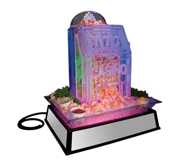 Cal-Mil IP101-220 Ice Display Pedestal, 27"W x 19"D x 10"H Black ABS, LED, Drainage, 400 lb, 220V