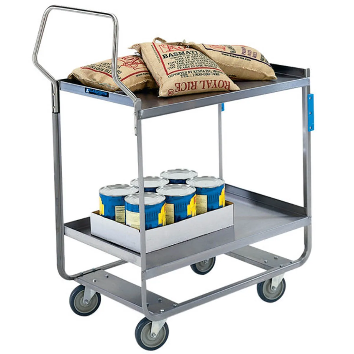 Lakeside 4722 32" Handler™ 3-Shelf Stainless Steel Heavy Duty Utility Cart w/ 700 lb Capacity