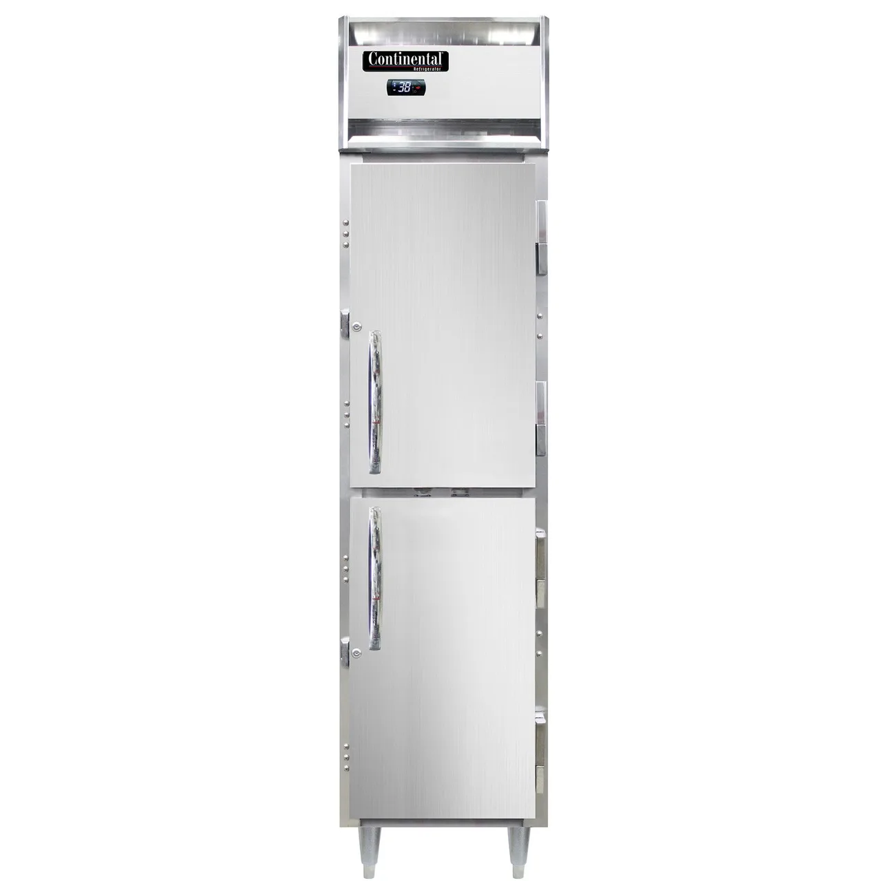 Continental Refrigerator D1RSENSSHD 18" 1-Section Reach-In Refrigerator w/ 2 Half Solid Doors, All Stainless Steel, 15 cu. ft.