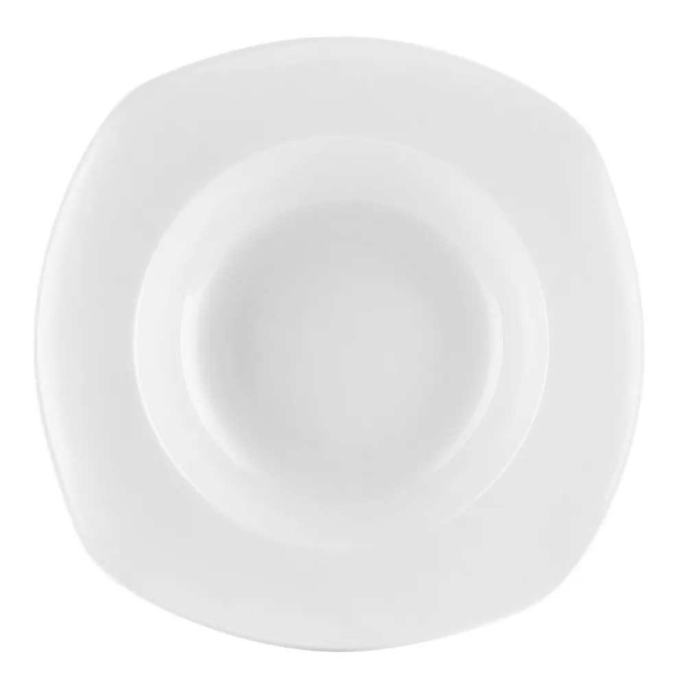 CAC China UVS-SQ120 - Square 11" White Porcelain Pasta Bowl, 25 oz, Oven Microwave Safe - 1 Dozen