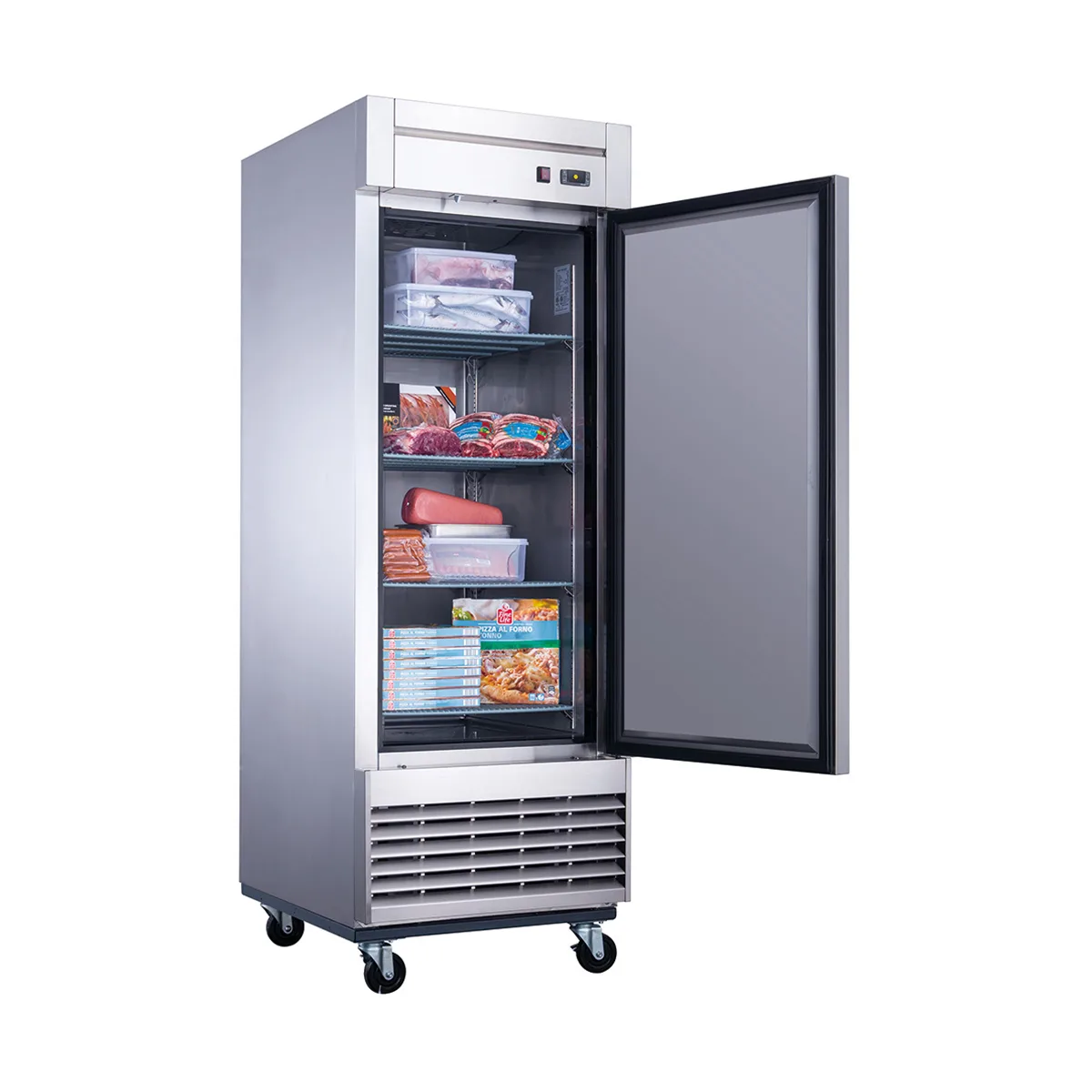 Dukers Appliance Co D28F 28" 1-Solid Door Reach-In Freezer, Bottom Mount, 17.79 cu. ft., Stainless Steel