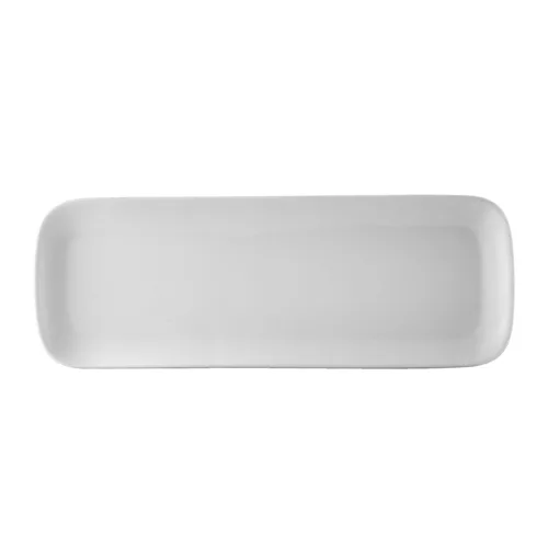 CAC China OXF-C441 Oxford Long Tray, 14" L x 4" W x 3/4" H Rectangular Porcelain Bone White-1 Dozen