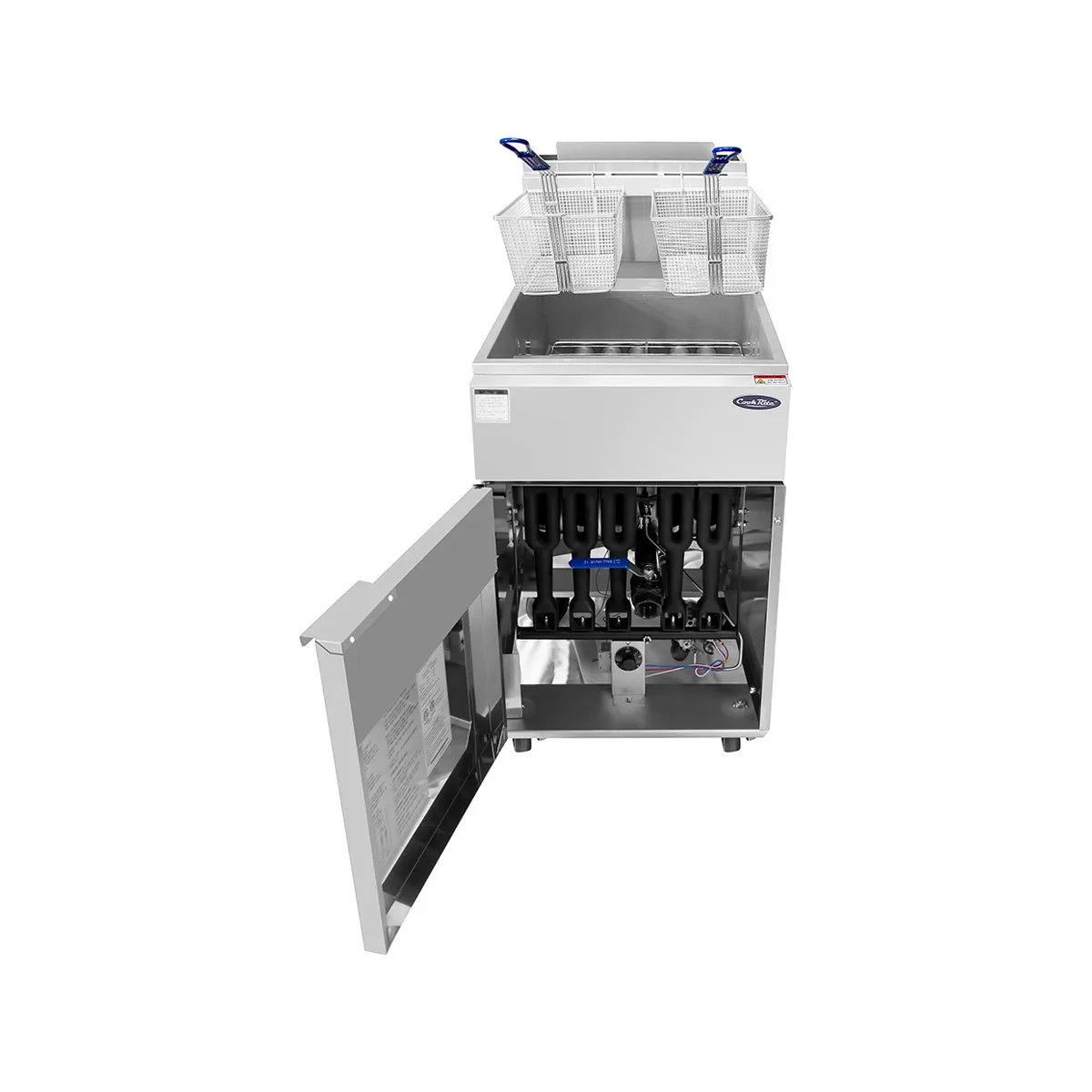 Atosa USA ATFS-75-NG 21" Floor Model Full Pot Natural Gas Fryer, 75 Lbs, (5) Burners, 170.000 BTU 