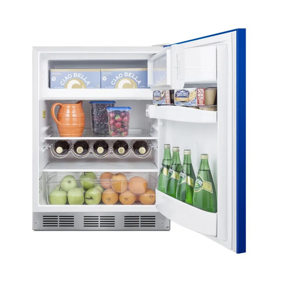 Summit BRF631BKB 23" Undercounter Freezer in Black, w/ Cobalt Blue Door, 5.1 cu. ft.