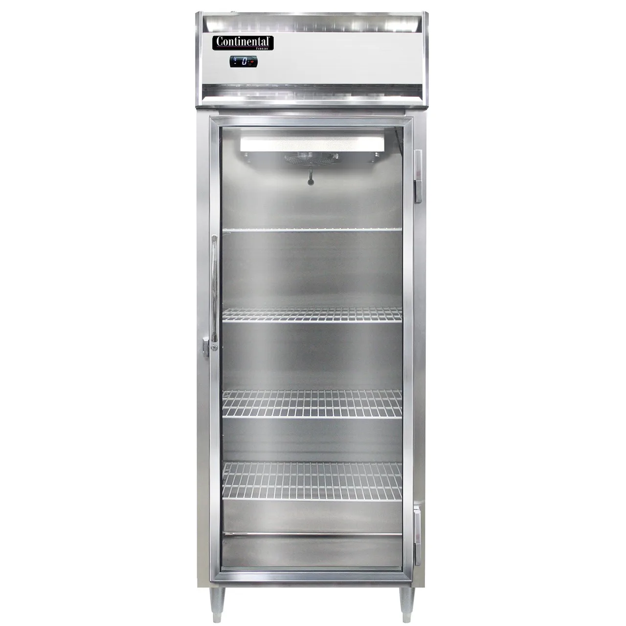 Continental Refrigerator D1FENSAGD 28" 1-Section Reach-In Freezer, Glass Door, Top Mounted, 22 cu. ft., Stainless Steel