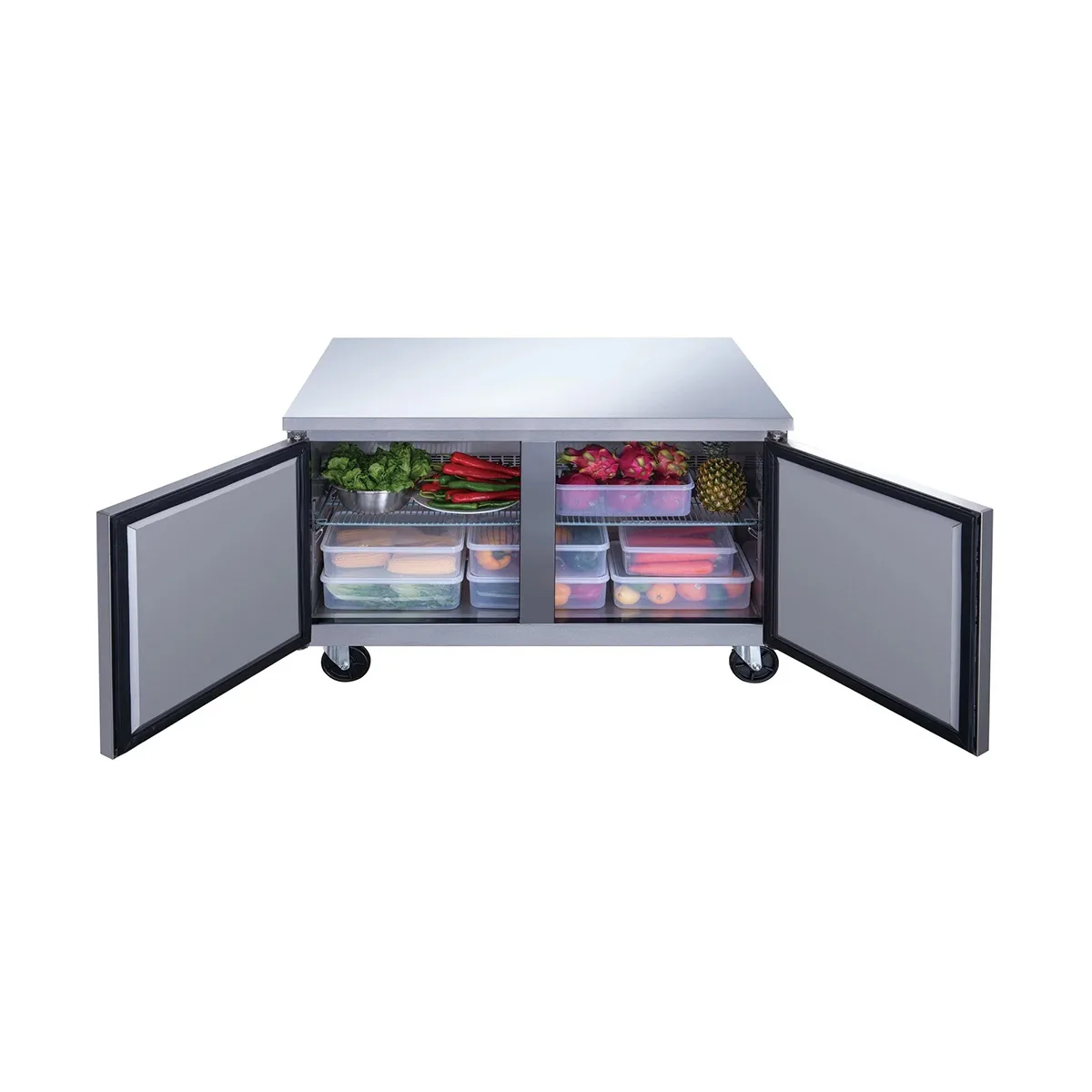Dukers Appliance Co DUC60R 60" 2-Doors Undercounter Refrigerator, Stainless Steel, 15.53 cu. ft.