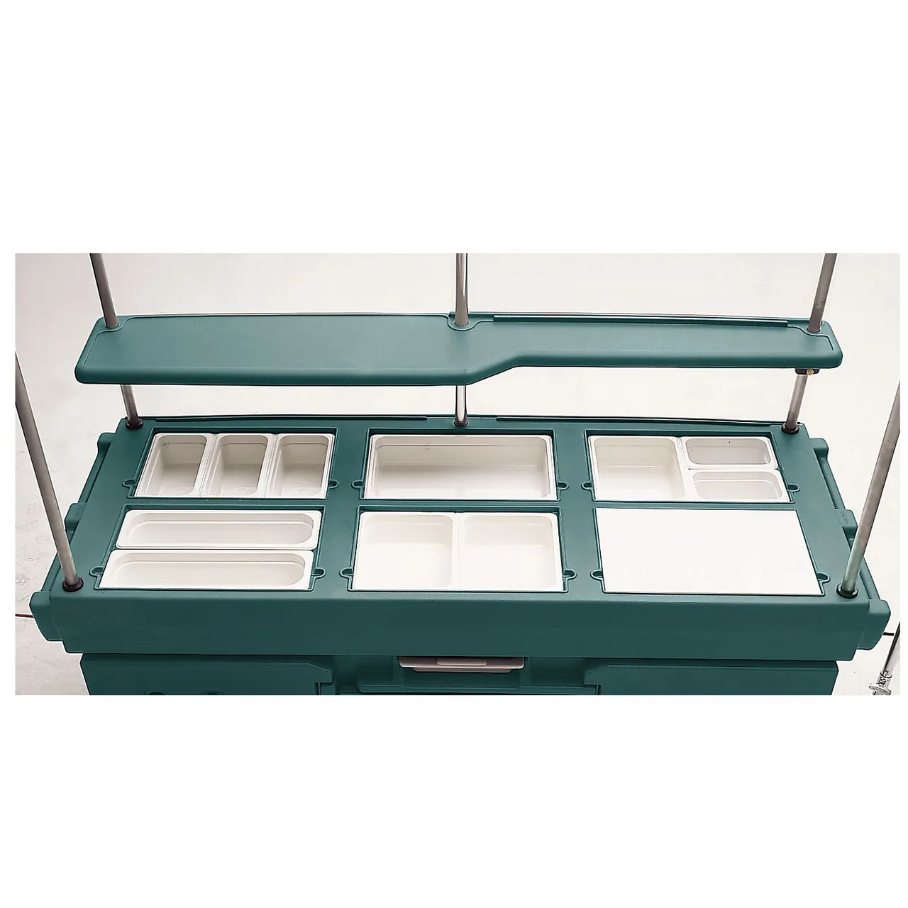 Cambro KVC856192 CamKiosk Polyethylene Granite Green Vending Cart w/ 6 Pan Wells