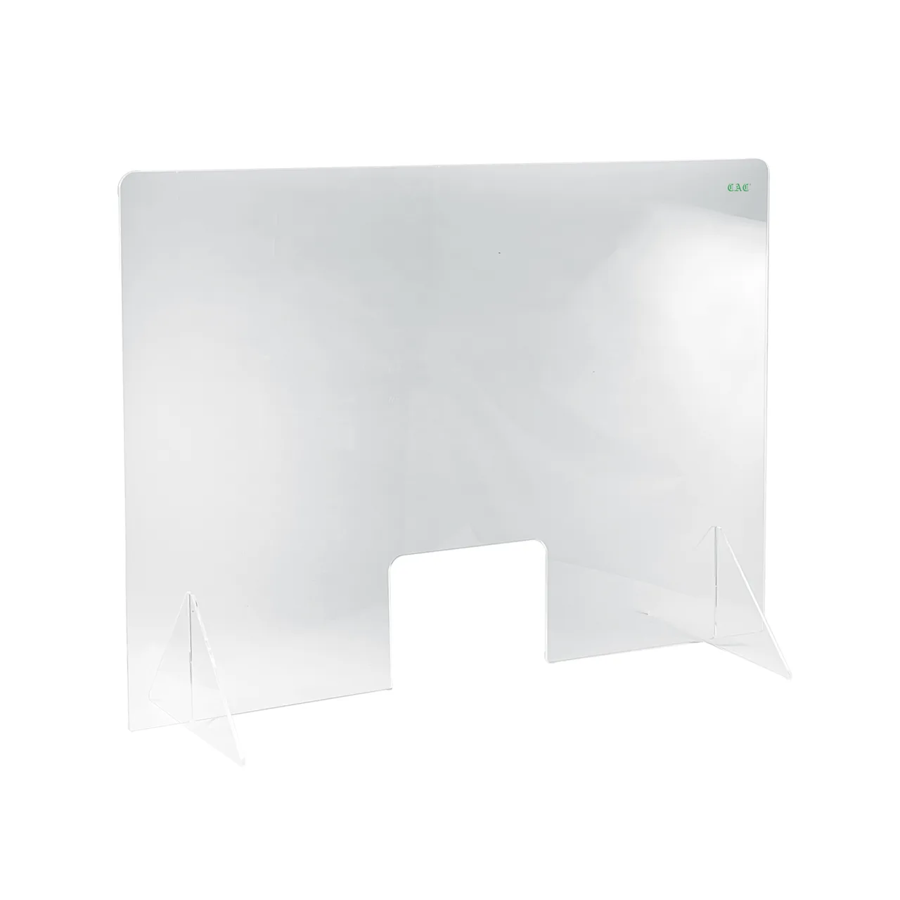 CAC China SHLD-4832 Self-Standing Shield, 48"W x 32"H Clear Acrylic with Cut-Out Window, BPA Free, Sold as Set