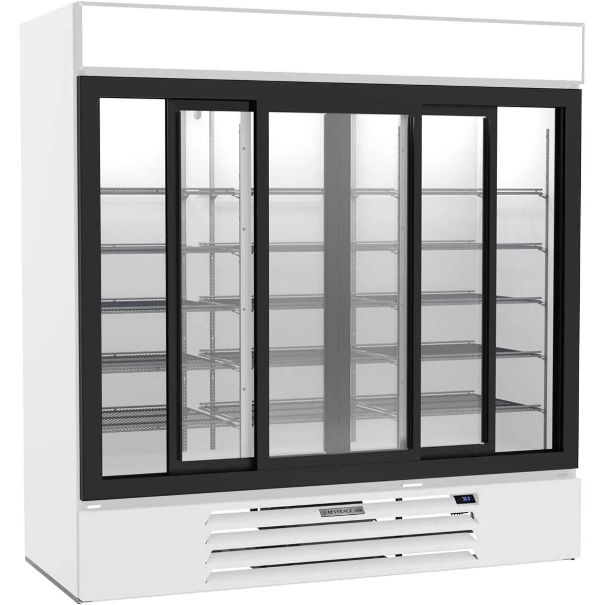 Beverage Air MMR66HC-1-W 75" Three Glass Door Merchandiser Refrigerator in White, 64.4 cu. ft.