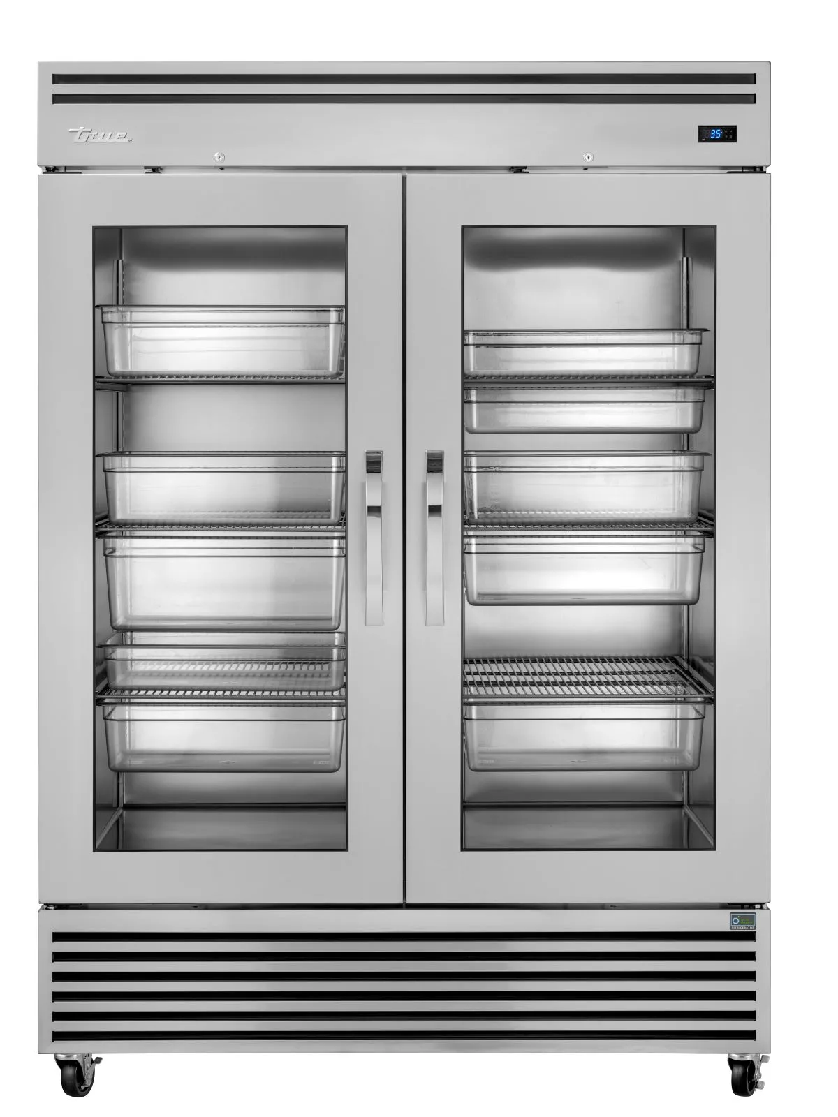 True TGN-2R-2G 49" 2-Glass Door Reach-In Refrigerator, Bottom Mounted, R290 Refrigerant