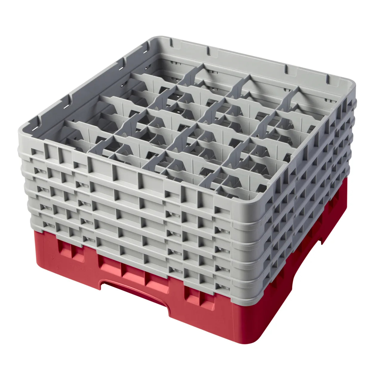 Cambro 16S958163 Camrack Glass Rack, Red, Full Size, 19-3/4" x 19-3/4", 16 Compartments
