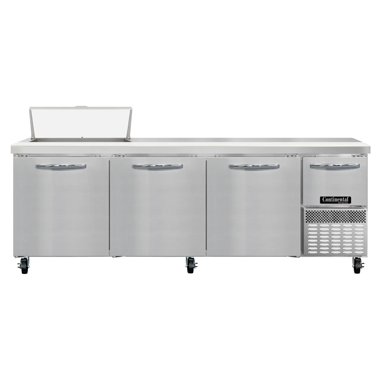 Continental Refrigerator RA93N8 93" 4-Door Sandwich and Salad Prep Table, 8 Pans, Stainless Steel