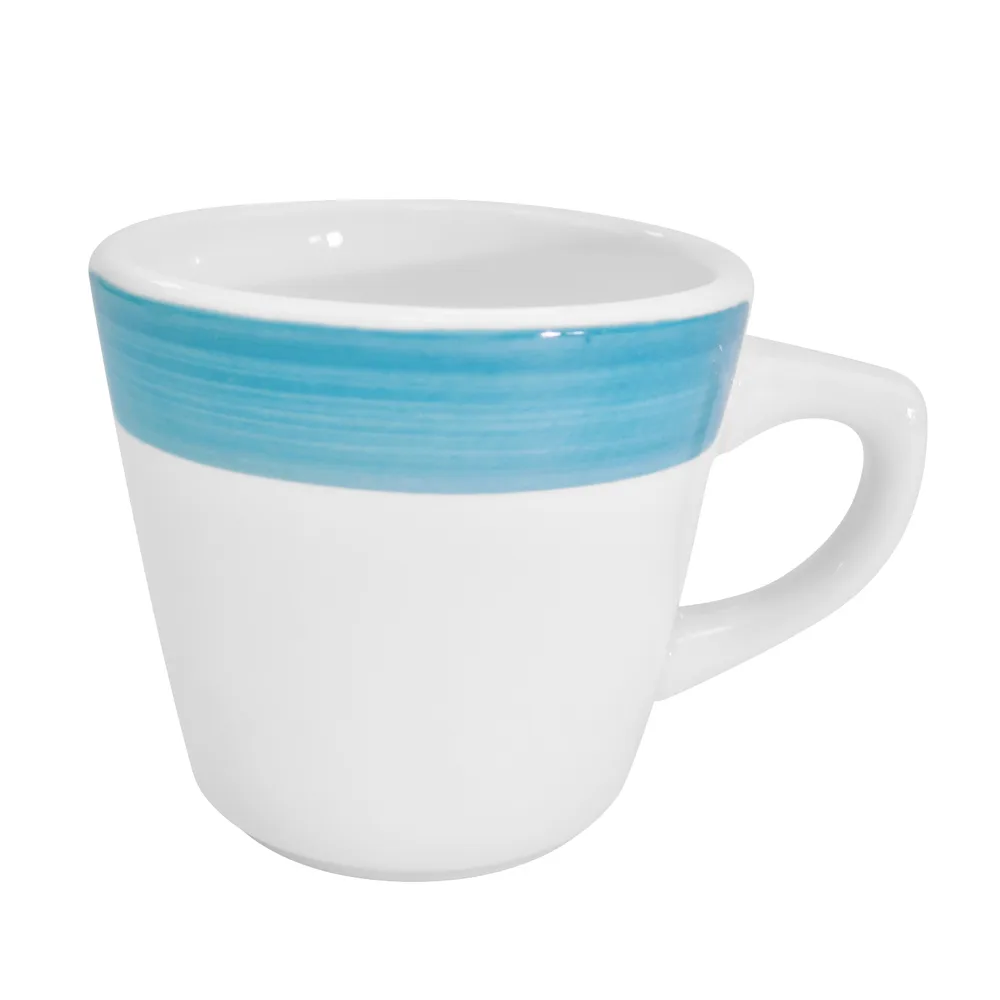 CAC China R-1-BLU Coffee Cup, 7.5 Oz (3¼" Dia x 3" H), Blue Ceramic, Microwave Safe - 1 Dozen