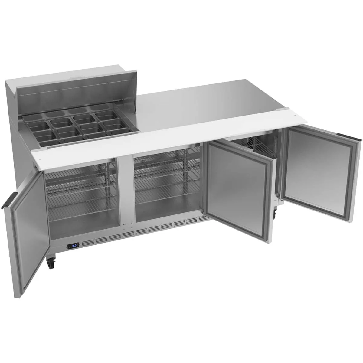 Beverage Air SPE72HC-12M 72" Mega Top Sandwich / Salad Prep Table w/ 3 Doors, 12 Pans, 20 cu. ft.