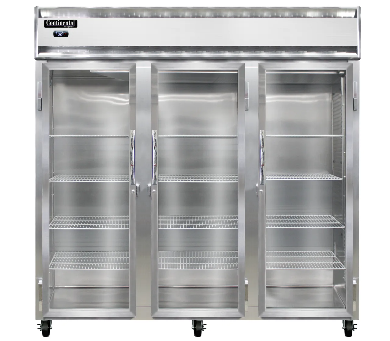 Continental Refrigerator 3RNSAPT-GD-SD 72" 3-Section Pass-Thru Refrigerator, 72 cu. ft., Top Mounted