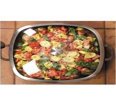 Spring USA 368-21/28M Motif Cover – 11‑12" Square Casserole Lid, Glass with Stainless Steel Rim