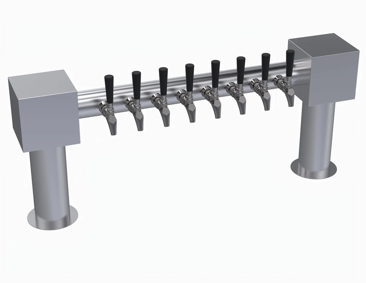 Krowne KHH-8S Draft Beer Tower, 40" 2‑Column Stainless Steel, Glycol Cooled, 8‑Faucet (7‑12 Tap)