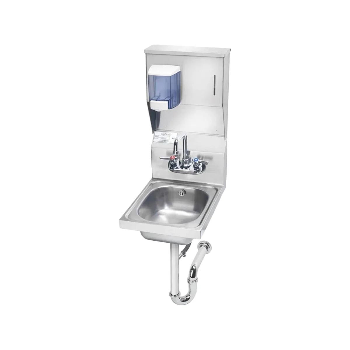 Krowne HS-31 13" Wall Mounted Hand Sink with Faucet, Soap & Towel Dispenser - 20 gauge