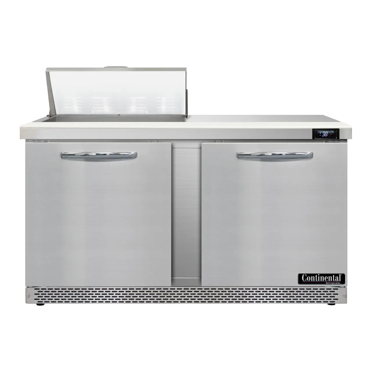 Continental Refrigerator SW60N8-FB 60" 2-Door Sandwich and Salad Prep Table, 8 Pans, Stainless Steel Exterior