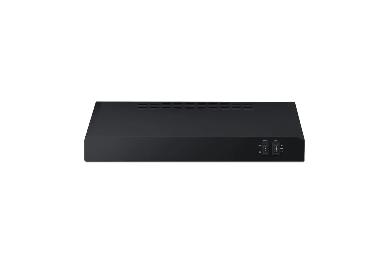 Summit HC20BB - 20" Under Cabinet Hood, Black, 200 CFM, Convertible, 3¼"x10" or 7" Round Vent, Filter, UL‑Listed, 115V