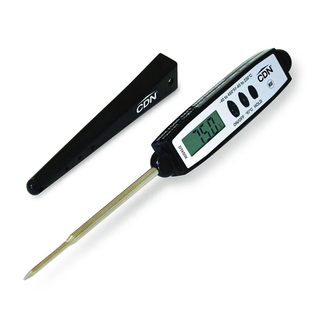 CDN DT450X Thermometer, -40 to +450°F, 6‑8 sec, 2.5 mm Tip, 2‑3/4" Stem, Black ABS BioCote®