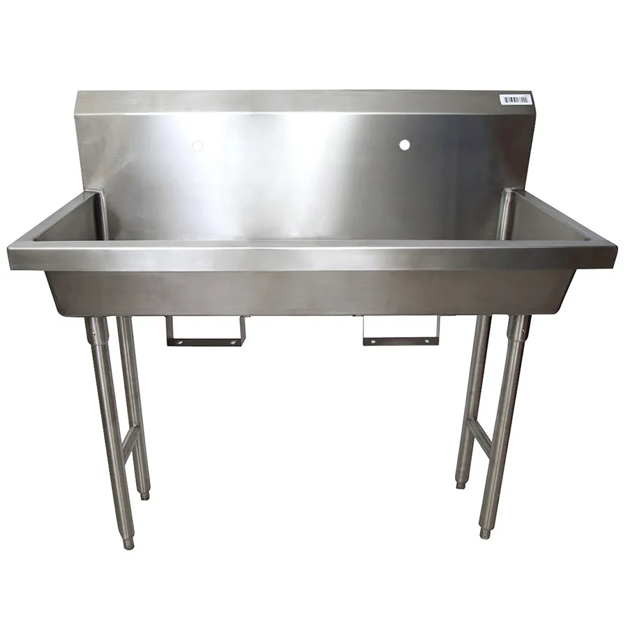 BK Resources MSHS-48F1B 48" Freestanding Hand Sink without Faucet - with Knee Valve Bracket / 14 g