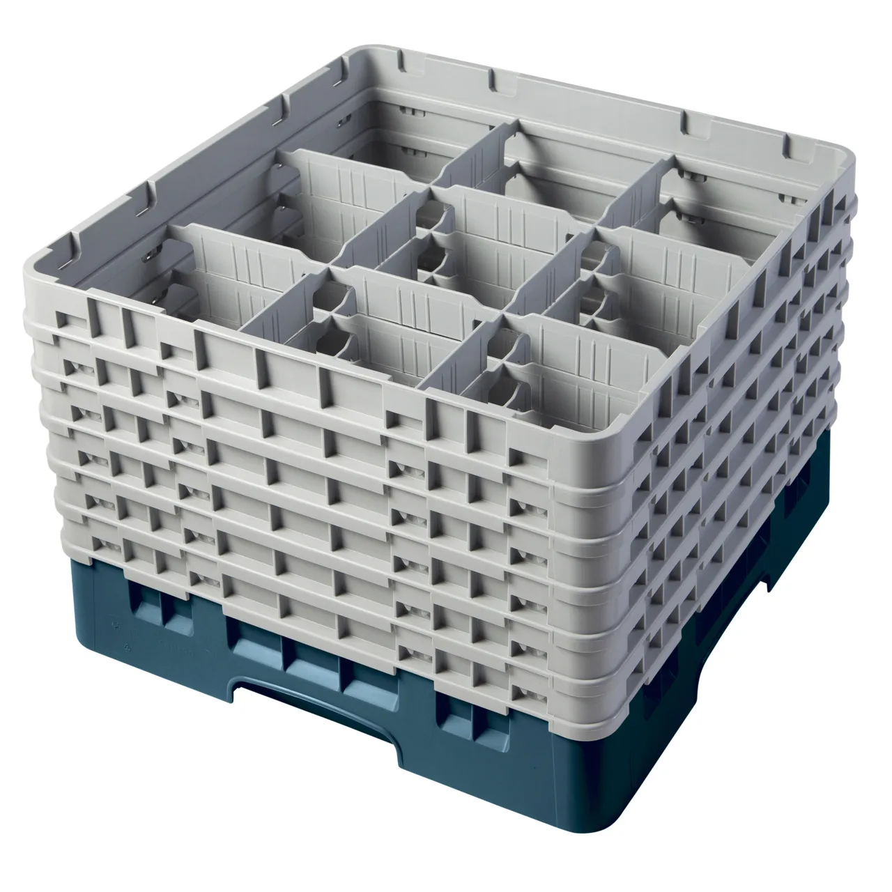 Cambro 9S1114414 Camrack Glass Rack, Full Size, Teal, 19-3/4" x 19-3/4", 9 Compartments, 5-7/8" Max Dia, HACCP Compliant