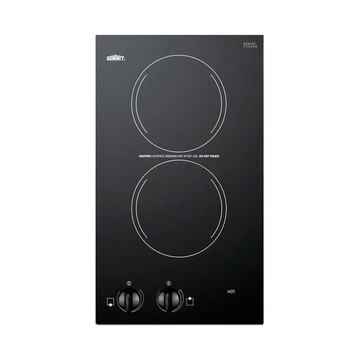 Summit CR2110B 12" Electric Radiant Cooktop w/ (2) Burners, Black Smooth Ceramic Glass Surface, 2.4 kW, 115v